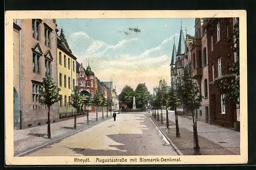 AK Rheydt, Augustastrasse mit Bismarck-Denkmal
