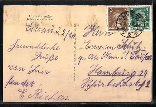 AK Curau, Strassenpartie mit Passanten