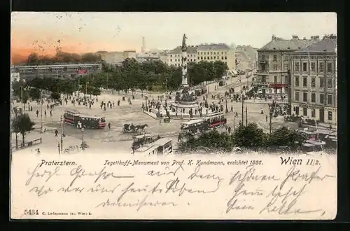 AK Wien, Partie am Praterstern mit Strassenbahn