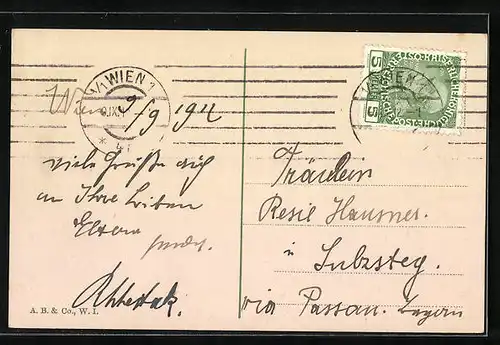 AK Wien, Opernring mit Strassenbahn aus der Vogelschau