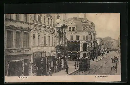 AK Spandau, Breitestrasse mit Strassenbahn