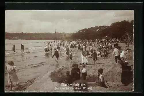 AK Hamburg, Kinderspielplatz am Ufer, Fotoverlag Strumper & Co Hamburg 1907