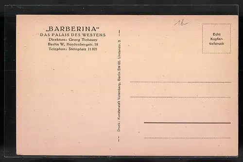 AK Berlin-W., Gasthaus Barberina, Hardenbergstrasse 18, Innenansicht