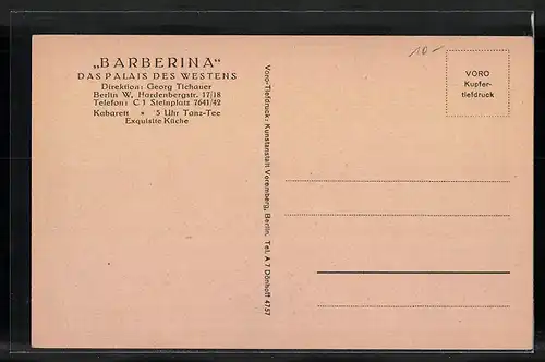 AK Berlin-W., Gasthaus Barberina, Hardenbergstrasse 17-18, Innenansicht