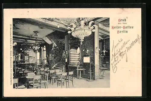 AK Berlin, Kaiser-Cafe, Innenansicht