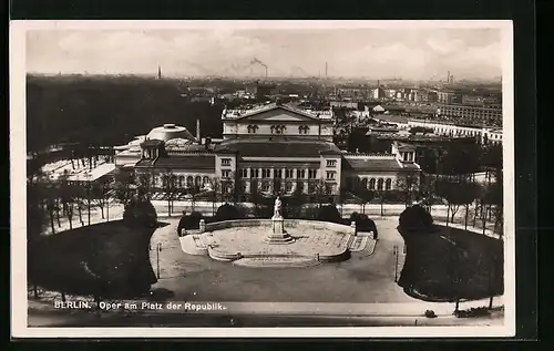 AK Berlin, Oper am Platz der Republik mit Denkmal