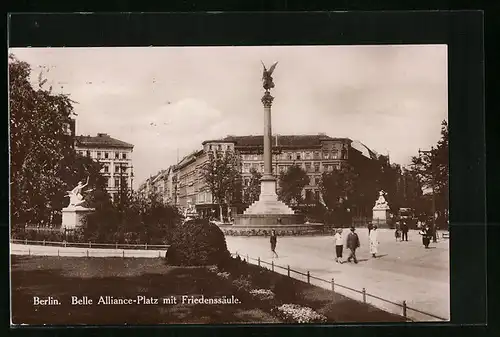 AK Berlin, Belle Alliance-Platz mit Friedenssäule