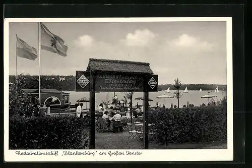 AK Berlin-Nikolassee, Restaurant-Schiff Blankenburg am Grossen Fenster, Havelchaussee