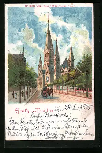 Lithographie Berlin, Die Kaiser-Wilhelm Gedächtniskirche
