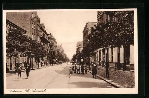 AK Katowice, Partie in der Ul. Kosciuszki, mit Passanten