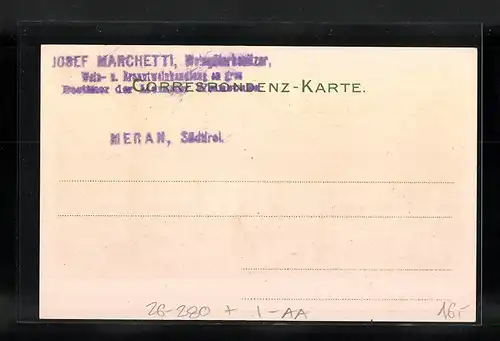 Künstler-AK F.A.C.M. Reisch: Meran, Gasthaus Schankgarten v. Manchetti`s Meraner Weinstube