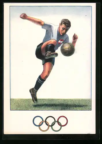 Künstler-AK Olympische Spiele mit Fussballer