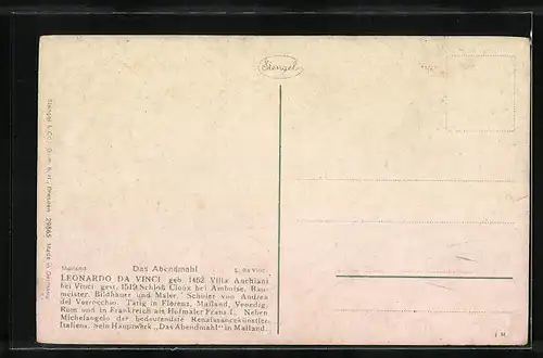 Künstler-AK Stengel & Co. Nr. 29865: Das Abendmahl