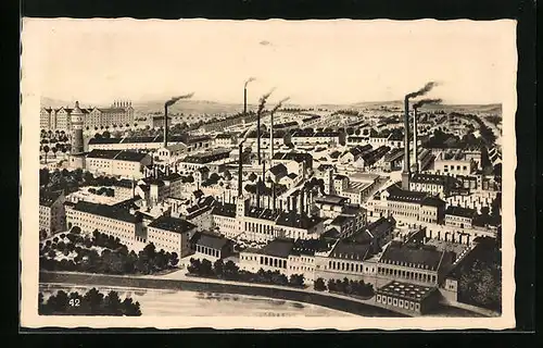 AK Pilsen, Bürgerliches Brauhaus aus der Vogelschau