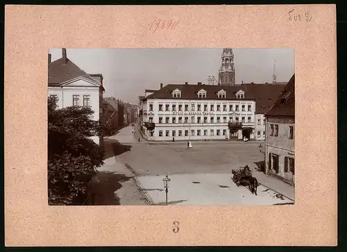 Fotografie Brück & Sohn Meissen, Ansicht Zwickau, Partie am Regierungsplatz und Schulstrasse, Hotel zur grünen Tanne