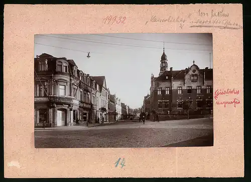 Fotografie Brück & Sohn Meissen, Ansicht Olbernhau, Albertstrasse mit Postamt, Fotoatelier Kaisers Panorama, Geschäfte