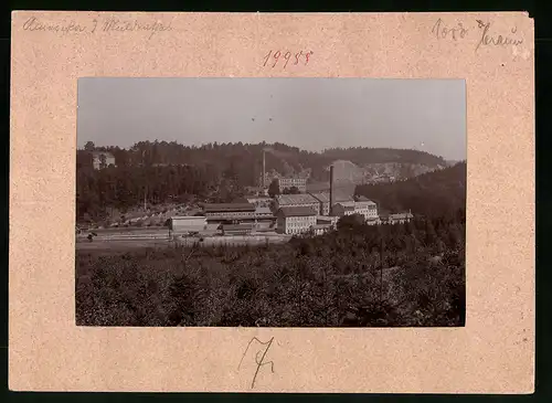 Fotografie Brück & Sohn Meissen, Ansicht Amerika i. S., Blick auf die Strickgarnspinnerei Amerika an der Zwickauer Mulde