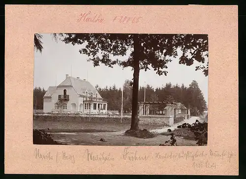 Fotografie Brück & Sohn Meissen, Ansicht Bad Hartha, Blick auf das Waldhaus Fröhne mit Terasse