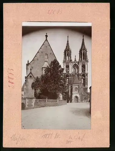 Fotografie Brück & Sohn Meissen, Ansicht Meissen i. Sa., Blick auf den Kornhaus Giebel und Dom