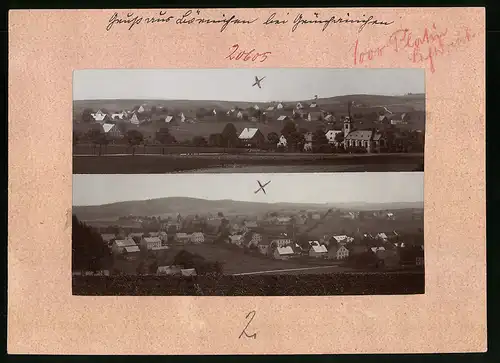 Fotografie Brück & Sohn Meissen, Ansicht Börnichen bei Zschopau, Blick auf den Ort, zwei Ansichten