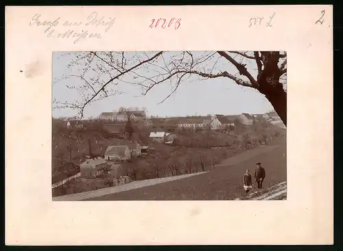 Fotografie Brück & Sohn Meissen, Ansicht Dobritz bei Meissen, Blick auf den Ort mit Gasthof Dobritz