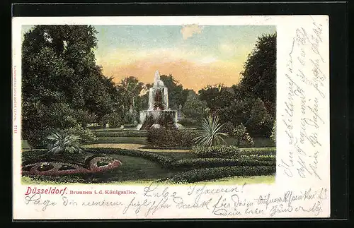 AK Düsseldorf, Brunnen in der Königsallee