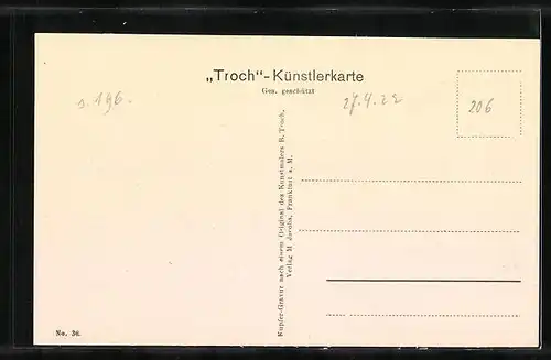 Künstler-AK Frankfurt a. M., Kaiserstrasse mit Manskopf-Uhrturm