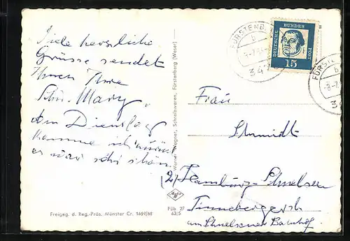 AK Fürstenberg a. Weser, Fliegeraufnahme mit Orts- und Flusspartie