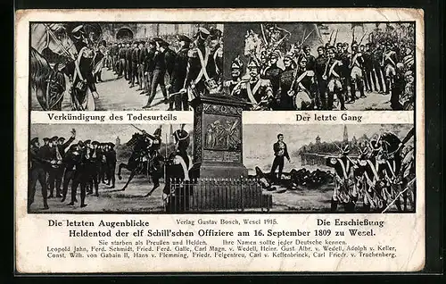 AK Wesel, Heldentod der elf Schill`schen Offiziere