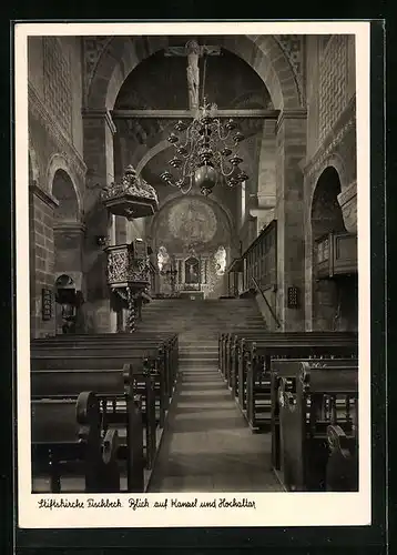 AK Hessisch Oldendorf, Stiftskirche Fischbeck, Kanzel und Hochaltar