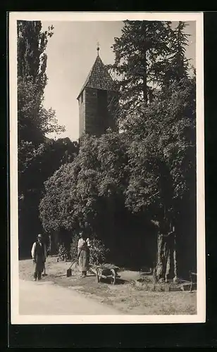 AK Meran, Ortspartie mit Kirche