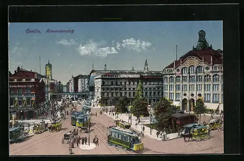 AK Berlin, Alexanderplatz mit Strassenbahnen aus der Vogelschau