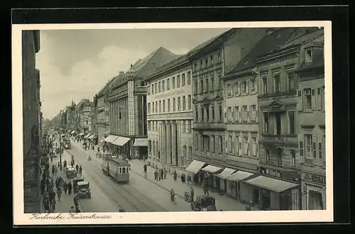 AK Karlsruhe, Kaiserstrasse mit Strassenbahnen