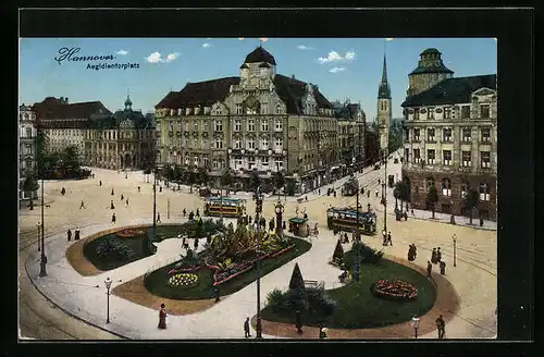 AK Hannover, Aegidientorplatz aus der Vogelschau, mit Strassenbahnen