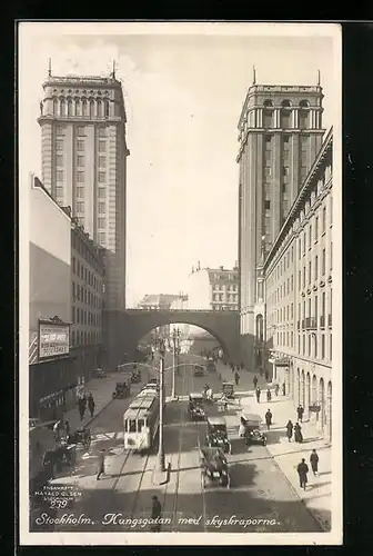 AK Stockholm, Kungsgatan med skyskraporna, Strassenbahn