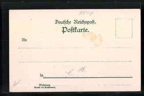 Lithographie Hagen, Teilansicht aus der Vogelschau, Von Vinke-Thurm, Blankenstein