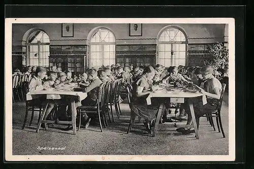 AK Haffkrug /Ostsee, Kindererholungsheim Produktion - Kinder im Speisesaal