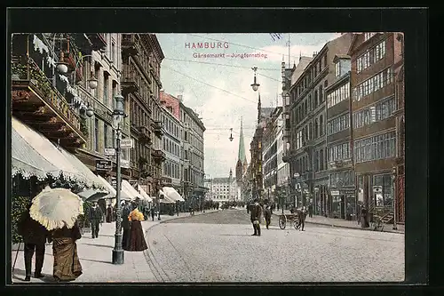 AK Hamburg-Neustadt, Gänsemarkt mit Jungfernstieg