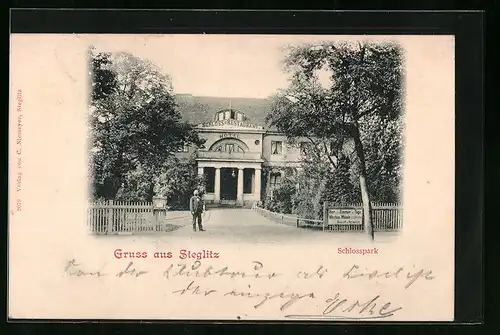 AK Berlin-Steglitz, Schlosspark mit Restaurant