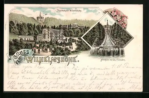 Vorläufer-Lithographie Wilhelmshöhe, Herkules mit den Cascaden 1895