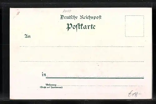 Lithographie Hannover, Totalansicht mit Bahnhofsstrasse