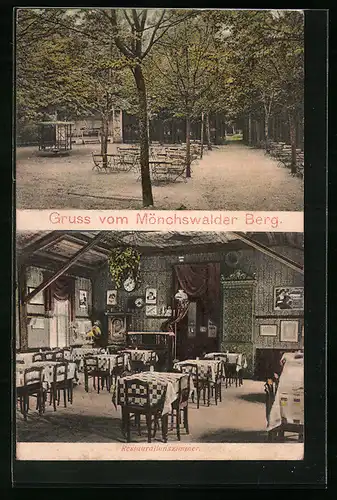 AK Wilthen, Gasthaus Mönchswalder Berg, Restaurationszimmer, Innenansicht