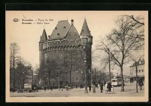 AK Bruxelles, Porte de Hal, Strassenbahn