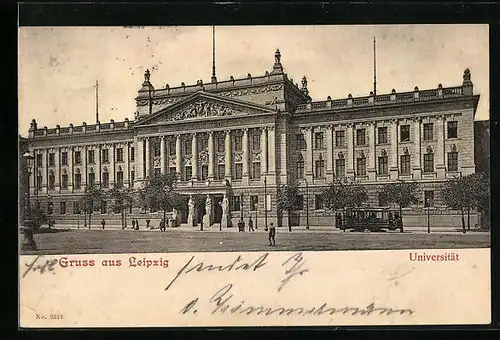 AK Leipzig, Universität mit Strassenbahn