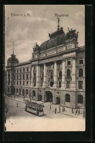 AK Frankfurt a. M., Strassenbahn an der Hauptpost