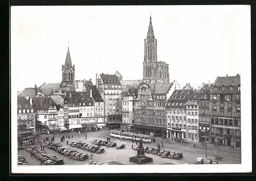 AK Strassburg, Strassenbahn am Kleberplatz