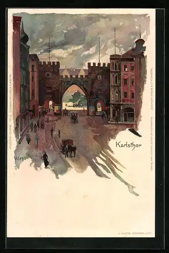 Künstler-AK Heinrich Kley: München, Karlsthor