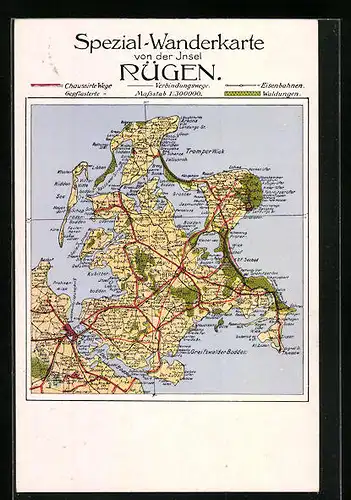 AK Rügen, Landkarte, Wanderkarte