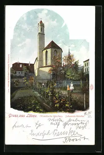 Lithographie Löbau, Johannis Kirche