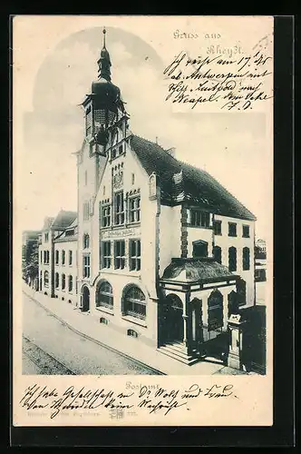 AK Rheydt, Strassenpartie mit Postamt